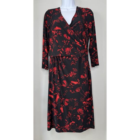 Lauren by Ralph Lauren Womens Floral Jersey Dress 10 Classic Night Out Elevated - Picture 1 of 16